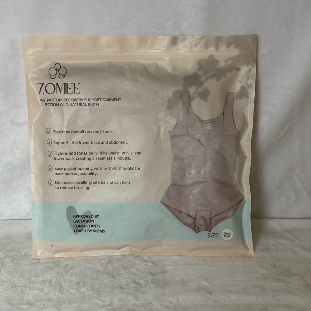 Zomee New Postpartum Recovery Support Garment for natural birth/csection Lg Tan